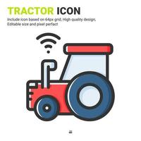 vector de icono de tractor con estilo de color de contorno aislado sobre fondo blanco. ilustración vectorial concepto de icono de símbolo de signo de máquina para agricultura digital, ui, ux, negocios, agricultura, aplicaciones y todos los proyectos