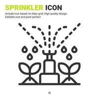 Sprinkler icon vector with outline style isolated on white background. Vector illustration watering sign symbol icon concept for digital farming, logo, business, agriculture, apps and all project