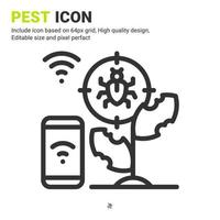 Pest and plant icon vector with outline style isolated on white background. Vector illustration parasite sign symbol icon concept for digital farming, logo, industry, agriculture, apps and all project