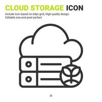 Cloud storage icon vector with outline style isolated on white background. Vector illustration database sign symbol icon concept for digital farming, technology, industry, agriculture and all project