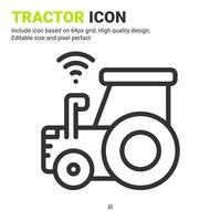 Tractor icon vector with outline style isolated on white background. Vector illustration machine sign symbol icon concept for digital farming, ui, ux, logo, business, agriculture, apps and all project