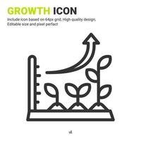 Growth plant icon vector with outline style isolated on white background. Vector illustration graph sign symbol icon concept for digital farming, farm, industry, agriculture, apps and all project