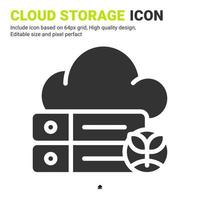 Cloud storage icon vector with glyph style isolated on white background. Vector illustration database sign symbol icon concept for digital farming, technology, industry, agriculture and all project