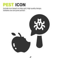 Pest and fruit icon vector with glyph style isolated on white background. Vector illustration bug sign symbol icon concept for digital farming, technology, industry, agriculture and all project