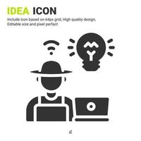 Idea icon vector with glyph style isolated on white background. Vector illustration innovasion sign symbol icon concept for digital farming, technology, logo, industry, agriculture and all project
