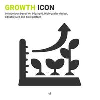 Growth plant icon vector with glyph style isolated on white background. Vector illustration graph sign symbol icon concept for digital farming, farm, industry, agriculture, apps and all project