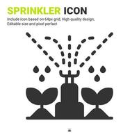 Sprinkler icon vector with glyph style isolated on white background. Vector illustration watering sign symbol icon concept for digital farming, logo, business, agriculture, apps and all project