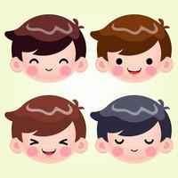 Cartoon Cute Little Boy Head  Face Positive Emotions vector