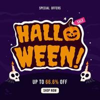 ofertas especiales de happy hallowen, descuento de hasta el 66,6 por ciento vector