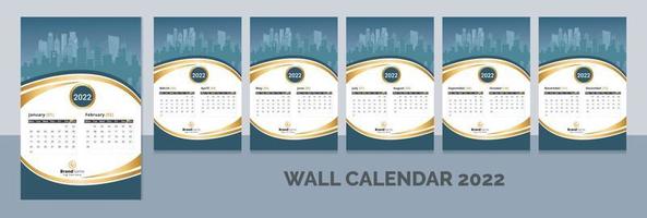 12 months wall calendar, week calendar, calendar layout template design vector