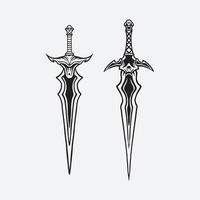 Set sword drawing vector