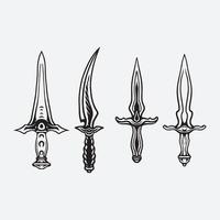 Set sword drawing vector