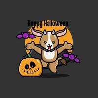 Halloween goat background in flat design vector