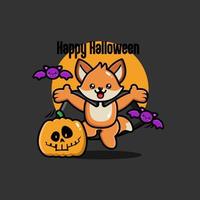 Halloween fox background in flat design vector