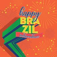 Colored poster for brazil independence day with stars and fireworks vector