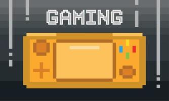 Joystick pixelado edición dorado aislado con pantalla para juegos vector