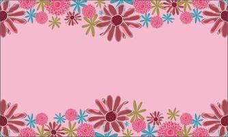 Pink pom pom and daisy flowers background vector