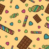 Colored retro background pattern with candies and chocolates vector