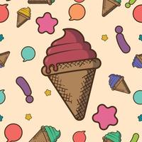 Colored pattern with ice creams and stars vector