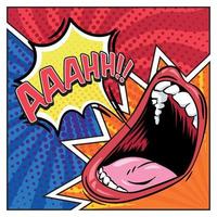 Pop art open mouth on a comic page vector