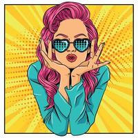 Pop art retro woman throwing a kiss on a comic page vector