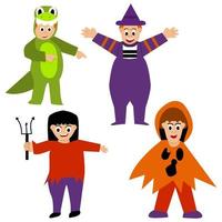 personajes de disfraces de halloween para niños vector