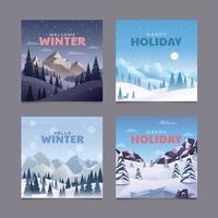 Set of Welcome Winter Card vector