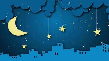 Cartoon Background - City Night Moon and Stars video