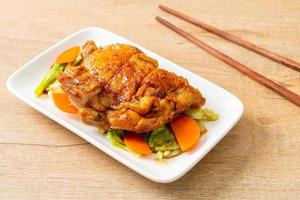 teppanyaki chicken steak with cabbage and carrot photo