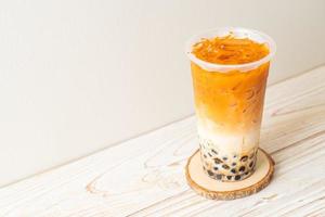 Thai milk tea with bubble photo