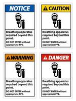 señal de advertencia se requiere aparato de respiración más allá de este punto, no entre sin el equipo de respiración apropiado vector
