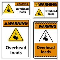 Danger, overhead load text, falling hazard risk caution warning sign vector