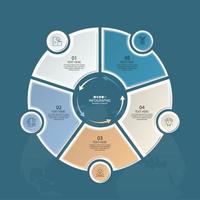 Basic circle infographic template with 5 steps. vector