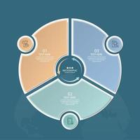 Plantilla de infografía de círculo básico con 3 pasos. vector