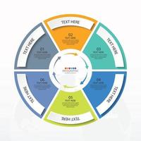 Basic circle infographic template with 6 steps. vector