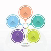 Basic circle infographic template with 5 steps. vector