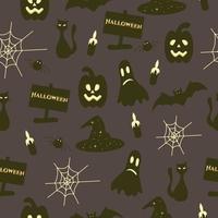 feliz halloween de patrones sin fisuras con murciélago, web, gato vector