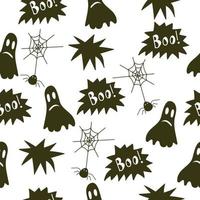 Happy Halloween seamless pattern with ghost, cobweb, spider, boo vector