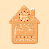 Gingerbread house, Christmas cookies, candy. Cartoon vector illustration, isolated