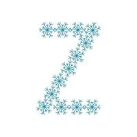 Letter Z from snowflakes. Festive font for New Year and Christmas vector
