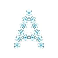 Letter A from snowflakes. Festive font for New Year and Christmas vector
