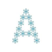 Letter A from snowflakes. Festive font for New Year and Christmas vector