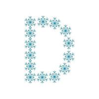 Letter D from snowflakes. Festive font for New Year and Christmas vector