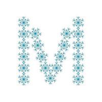 Letter M from snowflakes. Festive font for New Year and Christmas vector