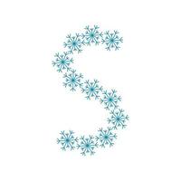 Letter S from snowflakes. Festive font for New Year and Christmas vector