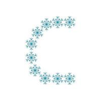 letra c de copos de nieve. fuente festiva para año nuevo y navidad vector