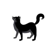 Black cat with curved back and raised tail vector