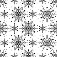 Seamless pattern with black snowflakes on white background vector