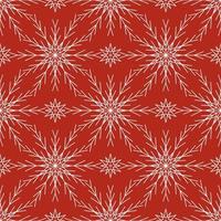 Seamless pattern with white snowflakes on red background vector