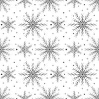 Seamless pattern with black snowflakes on white background vector